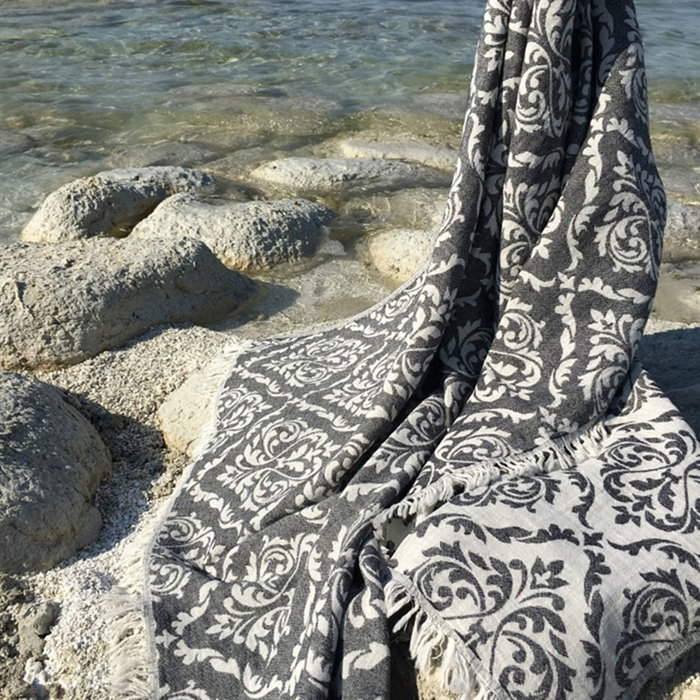 Mijölnir Toalla de Playa Fouta Black, White, Beige